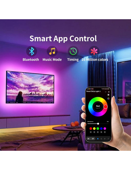 Luces LED para TV KSIPZE 2.9m RGB Control Bluetooth Luces LED para TV KSIPZE 2.9m RGB Control Bluetooth