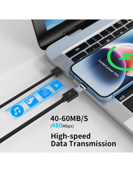 Cable de Carga Magnético 3A 3 en 1 USB-C/Micro-USB - Negro Cable de Carga Magnético 3A 3 en 1 USB-C/Micro-USB - Negro
