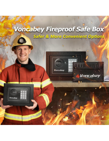 Caja Fuerte Voncabay Negra 0.23 Pies con Luz Sensor y Bolsa Fuego