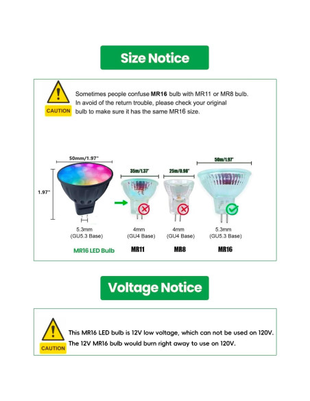 Bombillas LED MR16 Dimmable WiFi Makergroup 12V RGB 2 Pzas Bombillas LED MR16 Dimmable WiFi Makergroup 12V RGB 2 Pzas