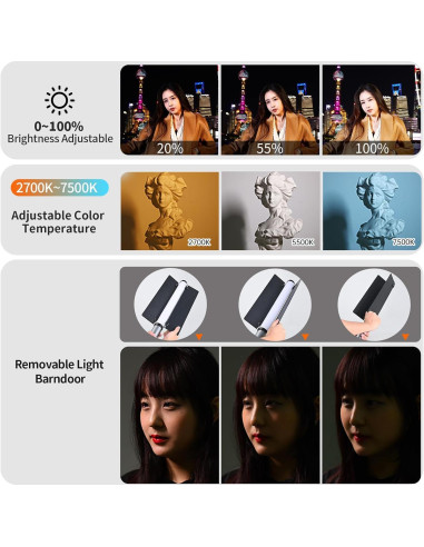 Varita de Luz Portátil Bi-Color Jinbei EFT-220 3000mAh 2700K-7500K