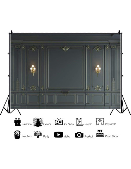Fondo de Fotografía Vinilo Haoyiyi 180x120cm Barroco Negro Fondo de Fotografía Vinilo Haoyiyi 180x120cm Barroco Negro
