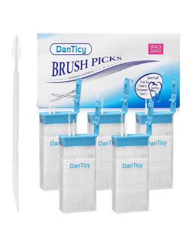 Palillos Interdentales DanTicy 600PCS, Hilo Dental Suave, 5 Estuches