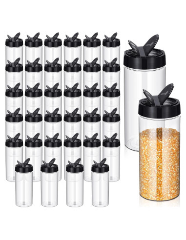 Tarros de Plástico Zhehao 36 Pcs 450 ml con Tapa Negra