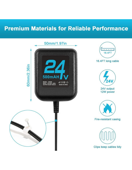 Transformador de Timbre 24V Cwowhihui con Cable de 5m Negro Transformador de Timbre 24V Cwowhihui con Cable de 5m Negro