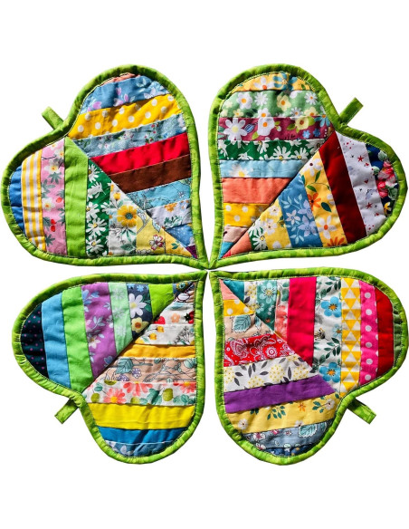 Agarraderas de Cocina 100% Algodón Corazones 2PCS 26.67x25.4cm Agarraderas de Cocina 100% Algodón Corazones 2PCS 26.67x25.4cm