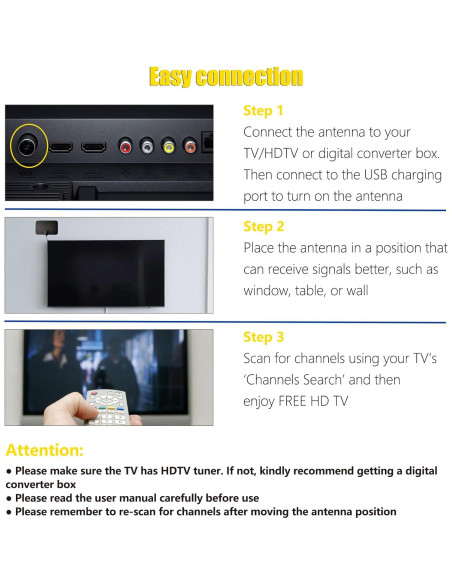 Antena de TV 4K HD Merryan Amplificada Interior 360 Antena de TV 4K HD Merryan Amplificada Interior 360