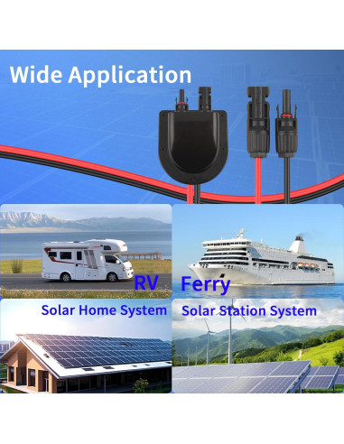 Entrada de Cable Solar Kbaoele 10FT 10AWG IP68 Impermeable