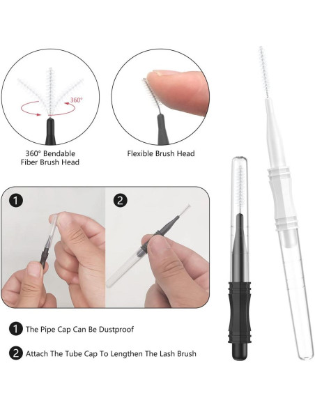 20 Cepillos Micro para Cejas CANIPHA con Tapa y 2 Tamaños 20 Cepillos Micro para Cejas CANIPHA con Tapa y 2 Tamaños