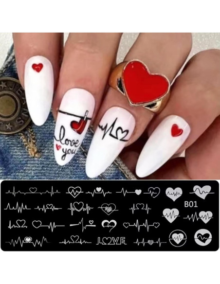 6 Plantillas de Estampado de Uñas San Valentín GCSQW 4x12cm 6 Plantillas de Estampado de Uñas San Valentín GCSQW 4x12cm