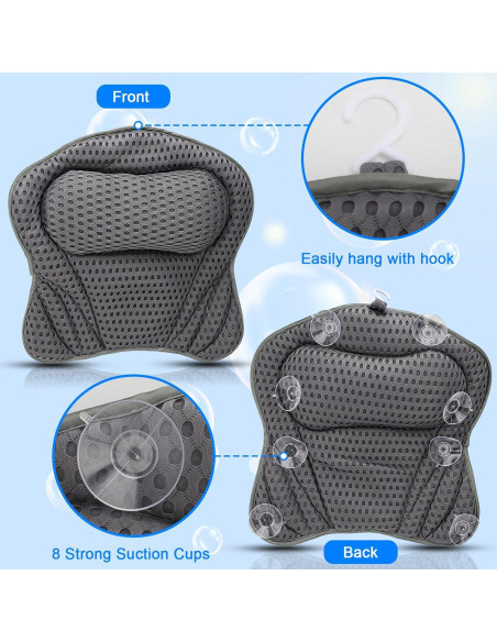 Almohada de Baño VINGVO Ergonomica con Ventosas Antideslizantes Almohada de Baño VINGVO Ergonomica con Ventosas Antideslizantes