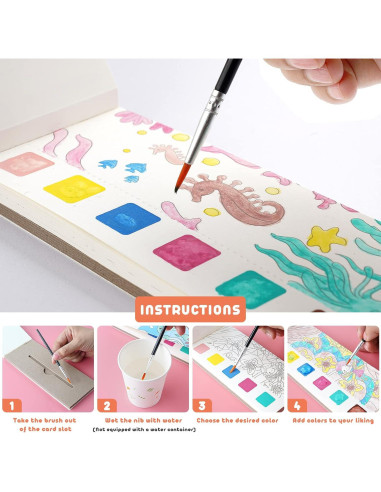 Libro de Acuarela Pocket Cavnewt - Mundo Submarino, 21 Páginas