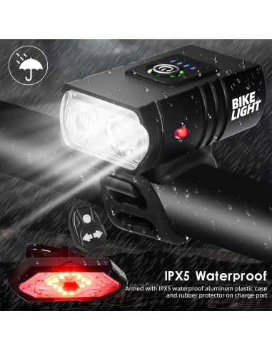 Juego de Luces para Bicicleta YumSur, 1000 Lúmenes, Recargable USB
