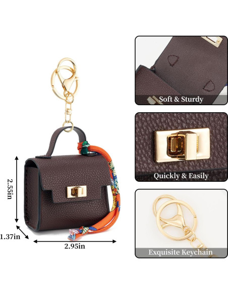 Llavero Mochila Mini WOZEAH para Mujer - Monedero Compacto Marrón Llavero Mochila Mini WOZEAH para Mujer - Monedero Compacto Marrón