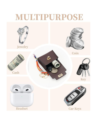 Llavero Mochila Mini WOZEAH para Mujer - Monedero Compacto Marrón