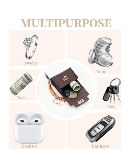 Llavero Mochila Mini WOZEAH para Mujer - Monedero Compacto Marrón Llavero Mochila Mini WOZEAH para Mujer - Monedero Compacto Marrón