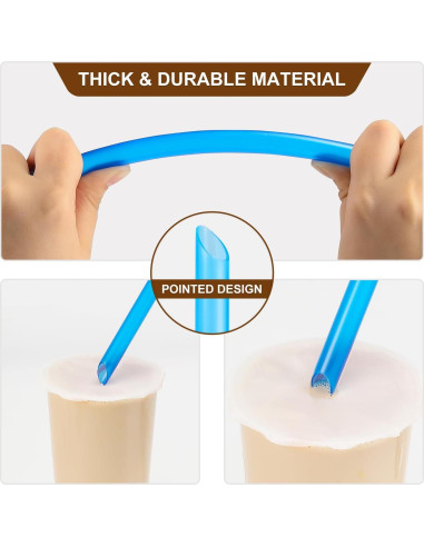 Pajitas Reutilizables Hiware 8 Pcs Anguladas para Boba y Smoothies