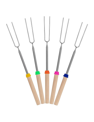 Palos de Asar Extensibles UNCO de Acero Inoxidable - 5 Pzas, 81 cm