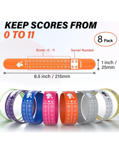 Contador de Puntuaciones UBARONY para Pickleball - 8 Pulseras