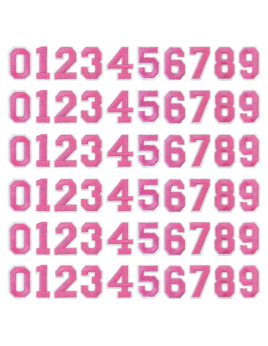 Parches de Números Rosa J.CARP 60 Pcs para Planchar o Coser