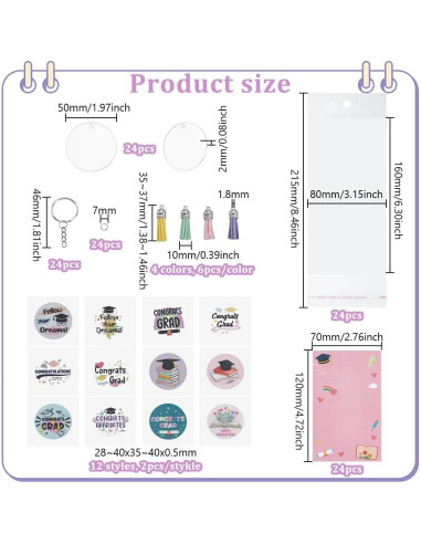 Kit de Llaveros Acrílicos en Blanco AHANDMAKER 168 Piezas