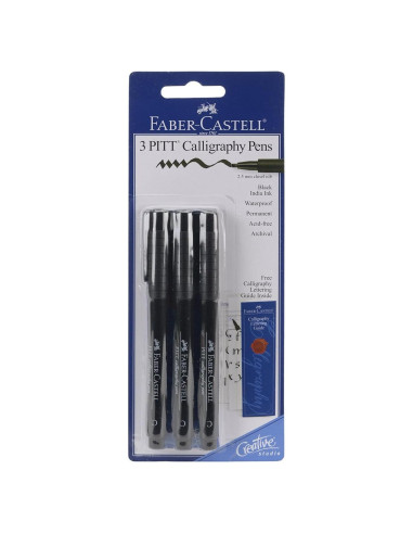 Plumas de Caligrafía Faber-Castell PITT 2.0mm Negro - 3 Unidades