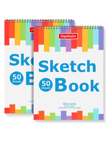 Cuaderno de bocetos Hapikalor 9x12" Paquete de 2 - 50 Hojas