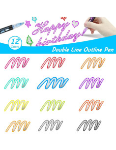 Marcadores Metálicos Hoxida 12 Colores Doble Línea 2mm 2