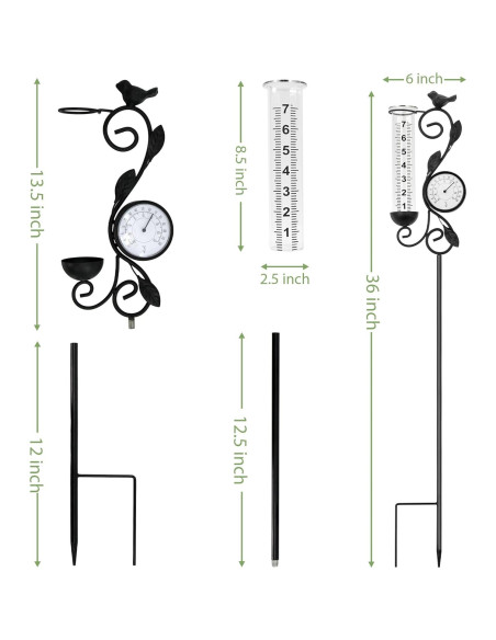 Medidor de Lluvia y Termómetro YNGFIL 32" Decorativo Medidor de Lluvia y Termómetro YNGFIL 32" Decorativo