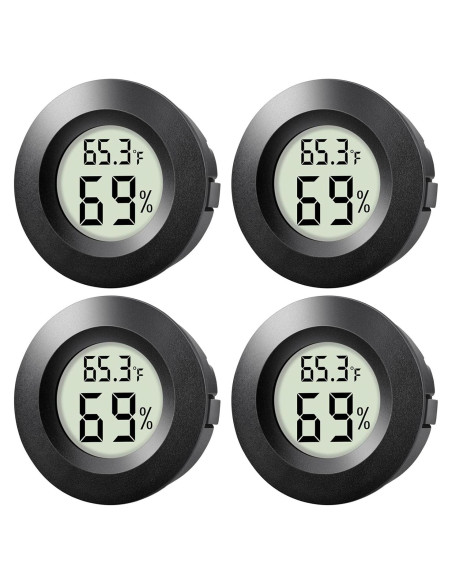 Paquete de 4 Mini Higrómetro Termómetro Digital Wwhako 4.54 cm Paquete de 4 Mini Higrómetro Termómetro Digital Wwhako 4.54 cm