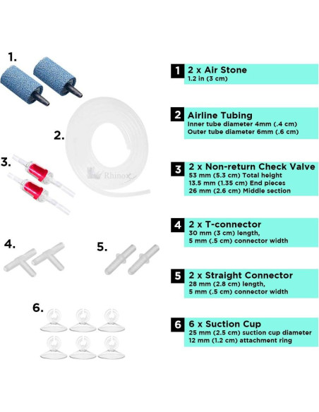 Kit de Tubos de Aire para Acuarios Rhinox 1.83m con Accesorios Kit de Tubos de Aire para Acuarios Rhinox 1.83m con Accesorios
