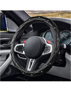 Cubierta de Volante de Cuero Suave KITUREK 38cm Brillo Diamante 2