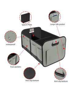 Organizador de Maletero VOCAON 70L Impermeable Plegable Gris 2
