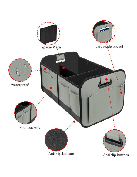 Organizador de Maletero VOCAON 70L Impermeable Plegable Gris Organizador de Maletero VOCAON 70L Impermeable Plegable Gris