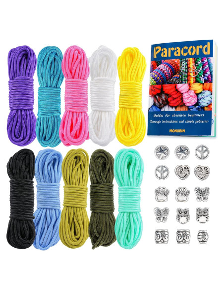 Kit de Paracord Micro MONOBIN 2mm 10 Colores 6.1m Manualidades Kit de Paracord Micro MONOBIN 2mm 10 Colores 6.1m Manualidades