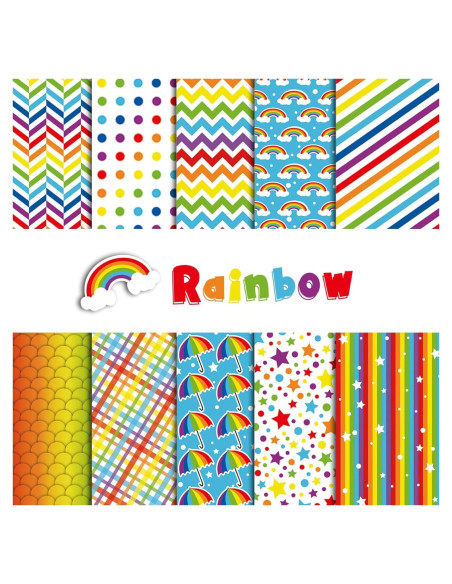 Set de 90 Hojas de Papel Patrón Arcoíris Morcheiong A5 Set de 90 Hojas de Papel Patrón Arcoíris Morcheiong A5