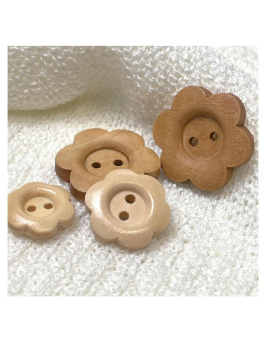 Botones de Madera con Borde en Forma de Pétalo - 60PCS