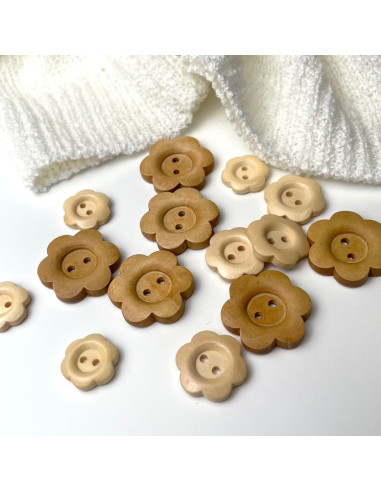 Botones de Madera con Borde en Forma de Pétalo - 60PCS