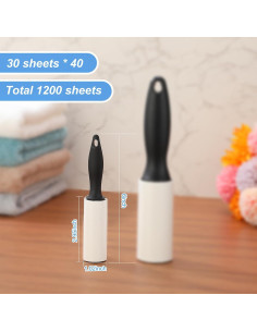 Rodillos Quitapelusas Zhehao 40 Paquetes 1200 Hojas Negro 2