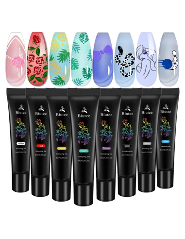 Gel de Esmalte para Estampado Biutee 8 Colores 8ml