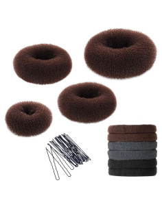Kit Hacedor de Moño Donut YaFex 4 Piezas + Gomas y Horquillas