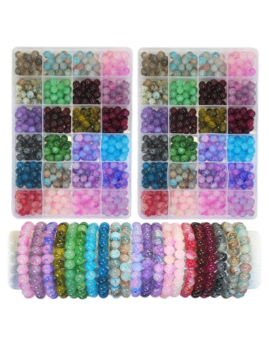 Kit de Pulseras de Cuentas de Vidrio Gaspletu 1200 Piezas 24 Colores