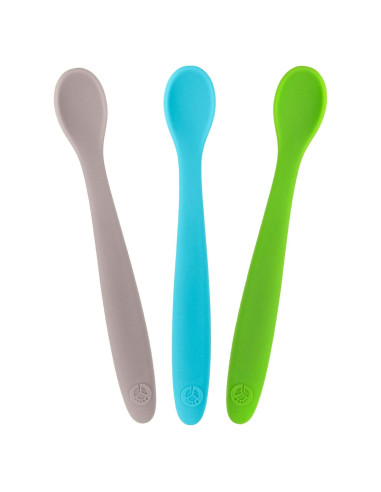 Cucharas de Silicona WeeSprout para Bebés - Set de 3 Flexibles