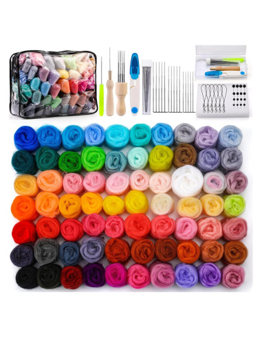 Kit de Agujas de Feltro SOCNITC 70 Colores con Herramientas