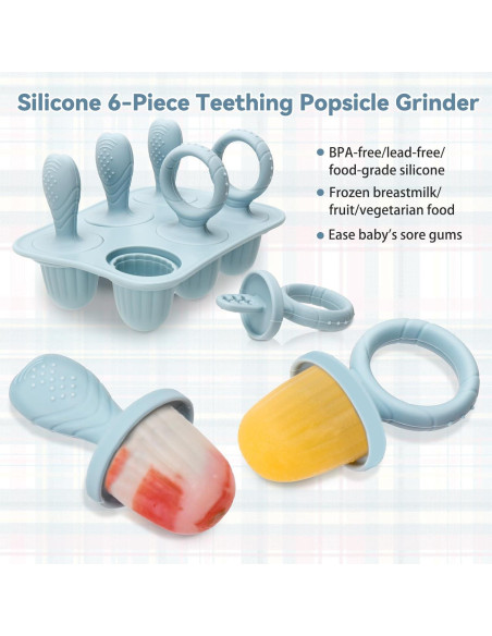 Moldes de Popsicle de Silicona MISSLILI para Bebés - Azul Moldes de Popsicle de Silicona MISSLILI para Bebés - Azul