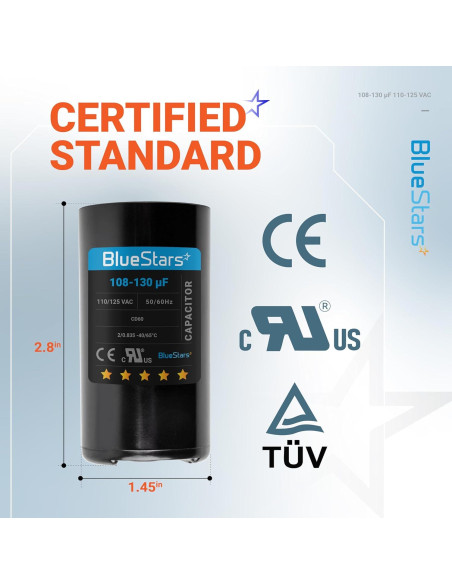 Capacitor de Arranque Redondo BlueStars 108-130 uF 110-125 VAC Capacitor de Arranque Redondo BlueStars 108-130 uF 110-125 VAC