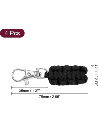 Tiradores de Cremallera Paracord uxcell 4 Piezas Negro 75mm