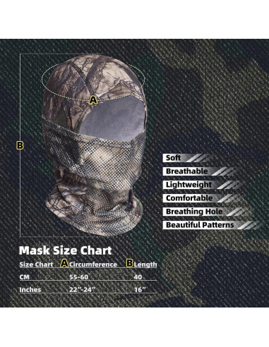 Máscara Balaclava Camuflada XY3545HS Unisex - Transpirable y UV