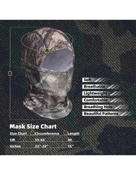 Máscara Balaclava Camuflada XY3545HS Unisex - Transpirable y UV Máscara Balaclava Camuflada XY3545HS Unisex - Transpirable y UV