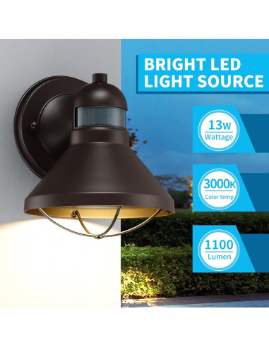 Lámpara de Pared LED Exterior LONEDRUID 2 Paquete Sensor Movimiento